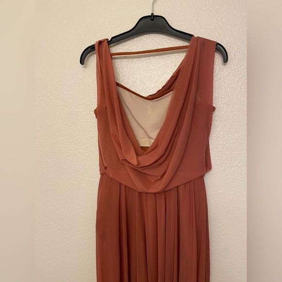 Weissman Balera Dance Costume DOUBLE COWL MESH MAXI DRESS D10454 orange adult SA - Picture 4 of 12